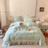 4Pcs Korean Princess Style  Pure Cotton 100% Bedding Set Quilt Cover 200x230 Sheet For Bed And Pillowcases  Sheet Four Seasons