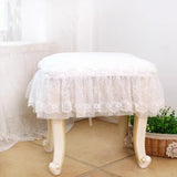 Pure white lace edge makeup stool cover decorative flounce seat cushion cover
