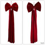 Large Christmas Bow Decoration Velvet Hanging Ornament Big Ribbon Decor for Tree Wall Fireplace Indoor Outdoor Holiday Party