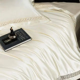 1000TC Lyocell Cotton Brocade Silky Feel Skin-friendly Hollow Lace Bedding Set Duvet Cover Set Flat/Fitted Bed Sheet Pillowcases