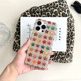 Fashion Colorful Five-pointed Stars Printed Laser Phone Cases for IPhone 13 16 15 14 17Pro Max Shockproof Protective Cover Case