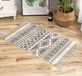 Cotton Linen Rugs and Carpets for Home Living Room Bedroom Tapestry Decorative Boho Ethnic Anti-slip Tassel Woven Floor Mat Door