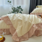 100% Cotton Lace Pillowcase 48x74cm Yarn-dyed Washed Cotton Stripe Pillow Cover Bedding Decorative Pillow Sham With Zipper