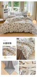 Flower Skin-friendly Washed Cotton Bedding Set Duvet Cover Set Korean Lace Ruffles Quilt Cover Soft Cover Bed Linen Pillowcases