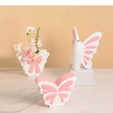 Lovely Pink Butterfly Ceramic Vase Table Decoration Artificial Flower Flowers Arrangement Bowknot Vases Room Aesthetic Decor
