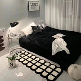 Korean Style Carpet for Living Room Plush Black White Sinple Thick Anti-slip Carpet Ins Style Small Rugs Bedroom Fluffy Foot Mat