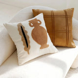 45x45cm Embroidered Cushion Covers Set, Aesthetic Boho Style for Bedroom & Sofa, Brown & Beige Decorative Pillow Cases