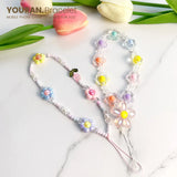 Funny Bear & Flower Heart Bead Pendant Phone Bracelet Wristband Chain Bag jewelry Lanyard Charm