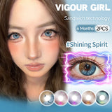 2pcs Half-Yearly Colored Contacts Blue Shining Spirit Big Diameter High Moisture Unisex Soft Lenses for Cosplay Hallow