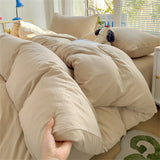 Solid Color Bedding Set Kids Twin Full Queen Size Washed Cotton Single Couple Duvet Cover Set Quilt Cover Pillowcases Bed Linen