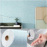 3D Linen Foam Stickers Self-adhesive PVC Solid Color Thickened Waterproof Bedroom And Living Room Wall Renovation Wallpaper