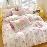 Washed Cotton Pink Duvet Cover Girl Room Decor Breathable Comforter Cover with 2 Pillowcases Bed Linens Bedding Set Home Textile