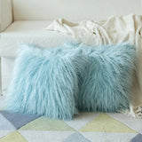 45cm Faux Sheep Fur Cushion Cover Washable Soft Square Pillowcase Furry Plain Fluffy Faux Fur