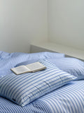 Modern Copenhagen Stripe Bedding Set Pure Cotton Gown Satin Six-Piece Quartet Full Cotton Quilt Cover Bed eet
