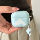 Korean Cartoon Cute Blue Dolphin Pattern Couple Earphone Case For AirPods 4 New Soft Cover For AirPods Pro 2 3 1 With Pendant