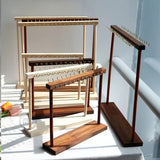 Wooden Double-Row Jewelry Display Rack Elegant Jewelry Organizer with Hooks for Necklaces Bracelets Earrings Rings Space-Saving