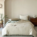 Colorful Butterfly Embroidery Lyocell Bamboo Fiber Soft Silky 3/4Pcs Bedding Set Duvet Cover Flat/Fitted Bed Sheet Pillowcases