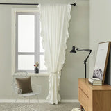 White Ruffle Curtains For Dining Rooms, Cotton Linen Shabby Chic Trim, Privacy Sheer Drapes, Bedroom Canopy, Home Decorations
