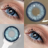 14.50mm Blue Colored Contact Lenses, Large Pupil Effect, Hydrating Soft Lens for Girls, Trendy Douyin Style Eye Makeup