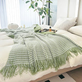 Modern Plaid Tassels Bed Flag Bed Tail Scarf  Runner Upscale Household Bedroom Hotel  Flag Bed End Towel  End Blanket