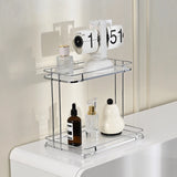 Double-layer desktop storage rack, unassembled acrylic storage stand, ironware kitchen organizing rack, space-saving desktop storage rack. Suitable for office desks, home makeup tables