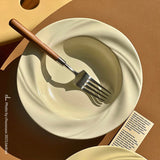 Cream Color Ceramic Plate Set, Ins Style Pasta Bowl with Deep Soup Design, Aesthetic Home Dining Tableware