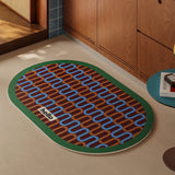 Nordic Retro Oval Shower Mat Super Absorbent Non-Slip Floor Rug Creamy Style Mid-Century Decorative Doormat for Bathroom