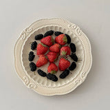 French Round Dinner Plate Vintage Relief Salad Fruit Plate Western Breakfast Pastry Plate Household Light Luxury Tableware