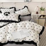 French New Class A Bed Set Four-piece Set Comforter Washed Cotton Four-season Skin Friendly Quilt Cover Three-piece Bedding Set