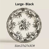 Nordic Flower Pattern Disc Dinner Plate Retro Ceramic Shallow Plate Dessert Plate Dinner Set Plates and Dishes