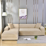 Solid Color Velvet Chenille Non-slip Sofa Cover, Elastic 1/2/3/4 Seater Thickened Full Coverage Slipcover Universal Fit L Shaped