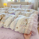 Huace  Pure Cotton Bedding Set Soft Skin-friendly Simple Sle Four Seasons Fre Feel Four Piece Bedroom Linen Duvet Cover