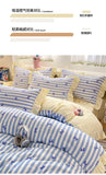Black Lace Ruffles Korean Bow Decor Bedding Set Duvet Cover Pillowcase Washed Cotton Four-Piece Sets Soft Quilt Cover Bed Sheet