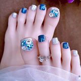 24pcs Press on Toenails Golden Leopard Print Design Full Cover Nail Simple Short Square Fake Nail for Feet Wearable False Nails
