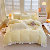 Princess Style Bedding Set Soft Bedroom Decor Comforter Duvet Cover Set Pillowcase Bed Sheet Ruffled Quilt Cover Four Pieces Set