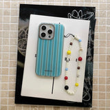 Blue stripes summer phone case for iphone 14pro 15pro 12 14 13 15 pro max 15promax 13pro shell colorful chain ins funda cover
