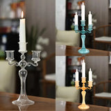 3 Heads Retro Transparent Candlesticks Taper Candle Holders Tall Candlesticks Decoration Party Glass Home Decor Wedding Decor