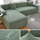 Water-resistant Thicken Sofa Cover 1/2/3/4 Seaters Leaf Jacquard Solid L Shaped Slipcover Elastic Full Wrap Corner Couch Cover