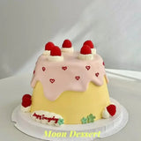 4-inch Pink Strawberry Mini Plastic Simulation Birthday Cake Model Decoration Showcase Dessert Sample Display Photography Props