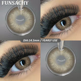 1 Pair New Colored Contact Lenses for Eyes Brown Graduated Fashion Gray Eyes Lenses Yearly Beauty Makeup Lens Women