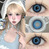 2PCS Red Anime Cosplay Color Contact Lenses With Degree 0~-8.00 Myopic Party Purple Cute Eye Lenses Pupils Makeup Lens
