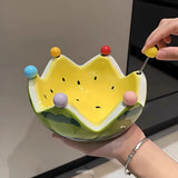 Watermelon Plate, Fruit Fork, Cute and High Beauty Ceramic Large Capacity Home Dessert Salad Bowl