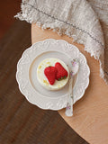 French Relief Dessert Plate Ins Retro Breakfast Bread Plates Household Versatile Dining Disc Milk Tea Colored Ceramic Tableware