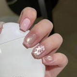 24Pcs False Nails Press on Nail Leopard Print Cat Eye Design Spicy Girl Square Acrylic Nails Wearable Cool Glitter Fake Nail Art