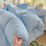 Solid Color Bedding Set Kids Twin Full Queen Size Washed Cotton Single Couple Duvet Cover Set Quilt Cover Pillowcases Bed Linen