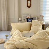 Light Blue White Milk Pure Cotton Waed Bedding Set Simple Nordic Sle Double Stitch  Color Mix Match Bed Canopy Sle