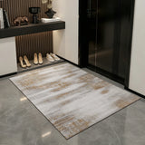 Rustic Wabi-sabi PU Leather Floor Mat Abstract Cement Pattern Waterproof Kitchen Rug Durable Non-Slip Entrance Carpet Indoor
