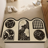 Green Door Mat Irregular Butterfly Shaped Door Mat and Carpet Front Door Mat Outside Entrance, Spring Welcome Entryway Doormat