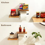 Wooden Paper Towel Holder Space Saving Countertop Organizer with Vertical Paper Storage Kitchen Bathroom Phone Roll Paper Rack