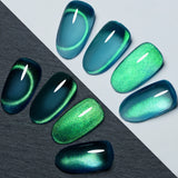 7.5ML Green Crystal Cat Magnetic Gel Nail Polish Shiny Green Glitter Cat Eye Gel For Manicure Soak Off UV Nail Art Varnish